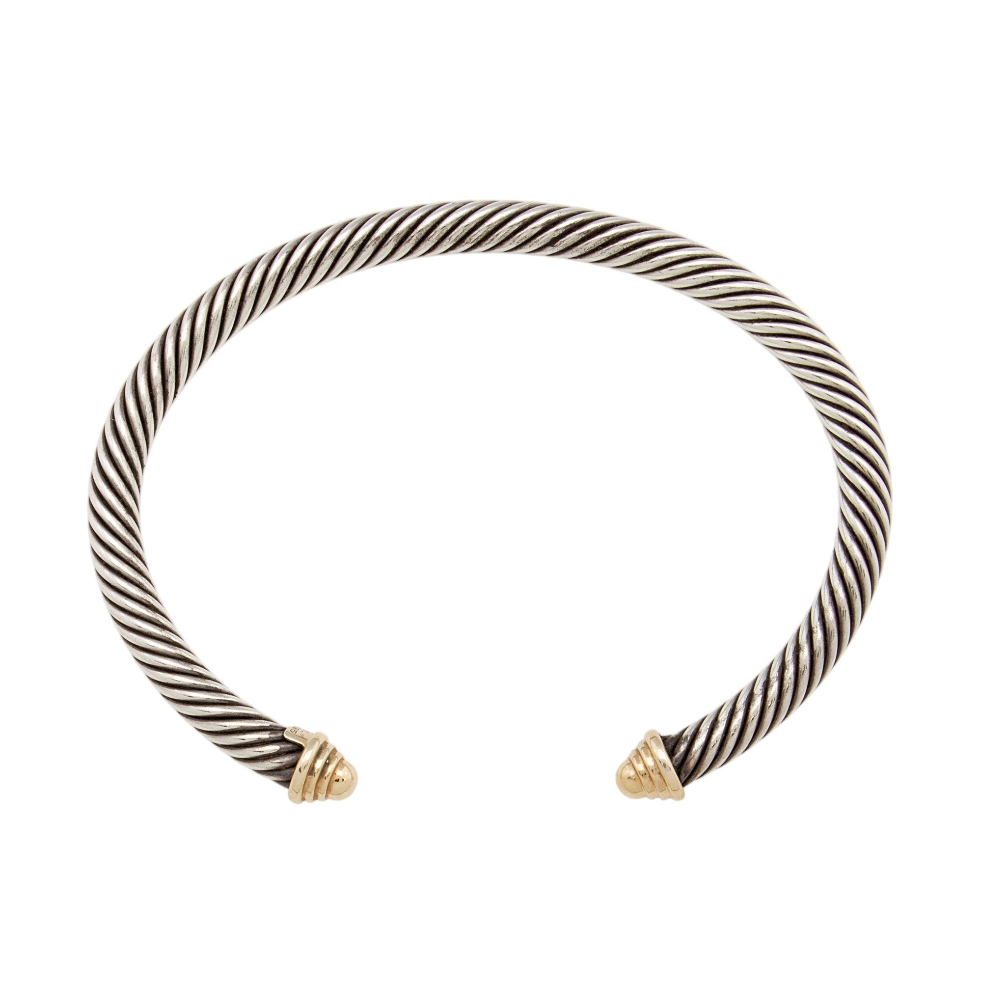 David Yurman Sterling Silver 14k Gold Cable Classics 5mm Cuff