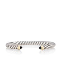 David Yurman Sterling Silver 14k Gold Onyx Cable Classics 5mm Cuff