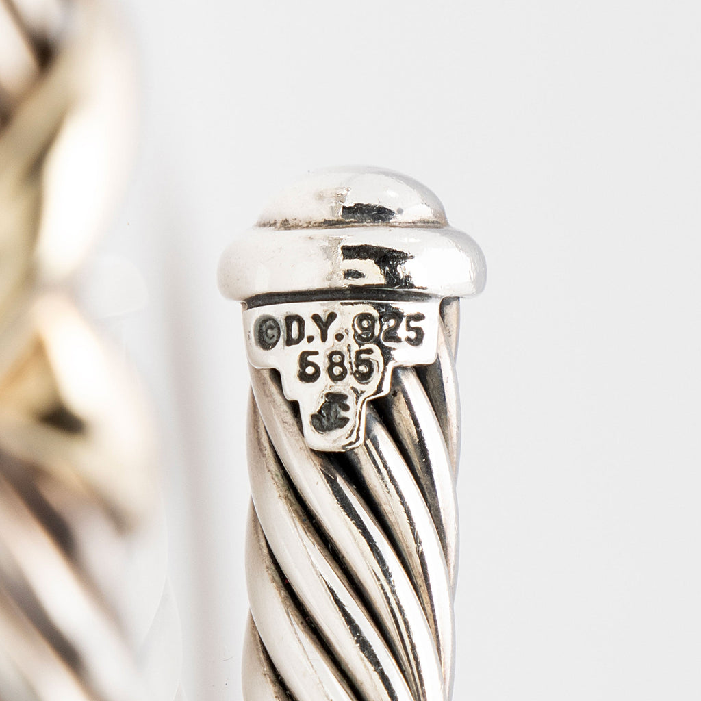 David Yurman Sterling Silver 14k Gold X Classic Cable 7mm Cuff