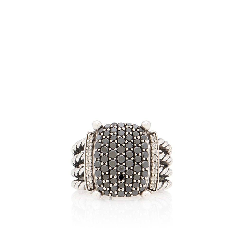 David Yurman Sterling Silver Black Diamond Wheaton Ring - Size 7 1/2