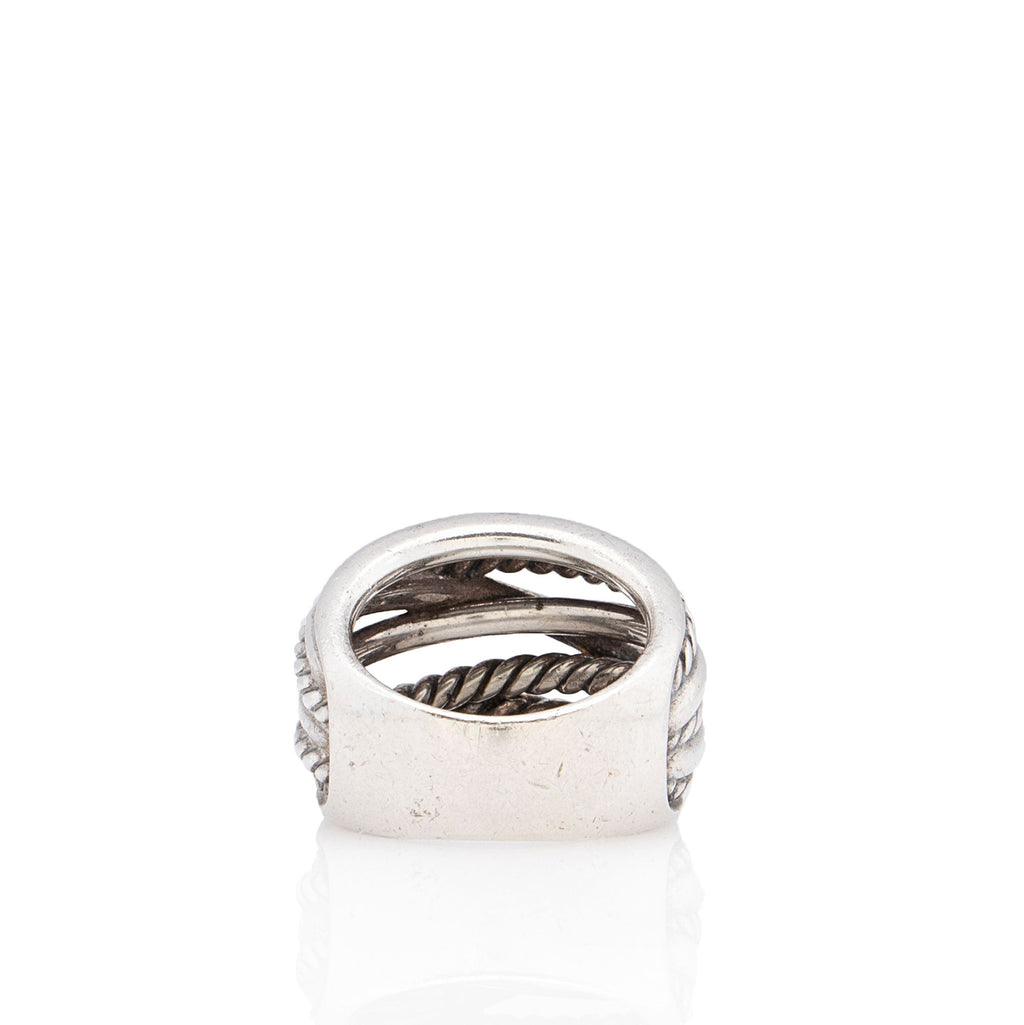 David Yurman Sterling Silver Crossover Wide Ring - Size 7