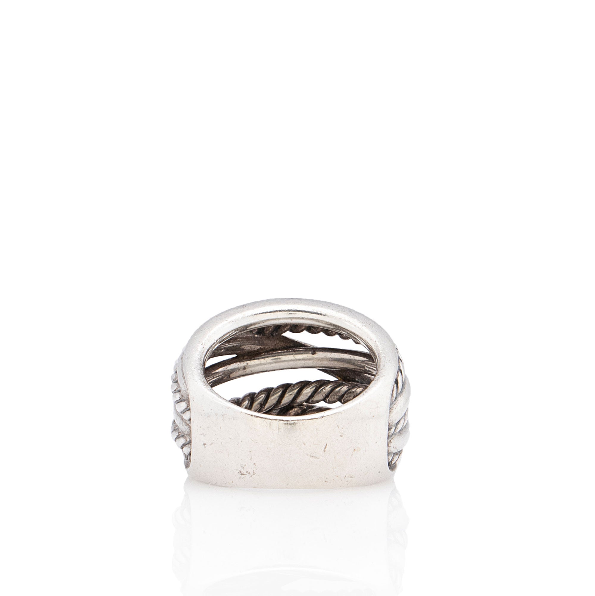 David Yurman Sterling Silver Crossover Wide Ring - Size 7