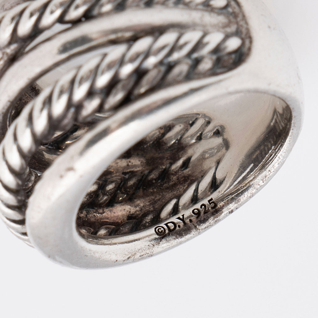 David Yurman Sterling Silver Crossover Wide Ring - Size 7