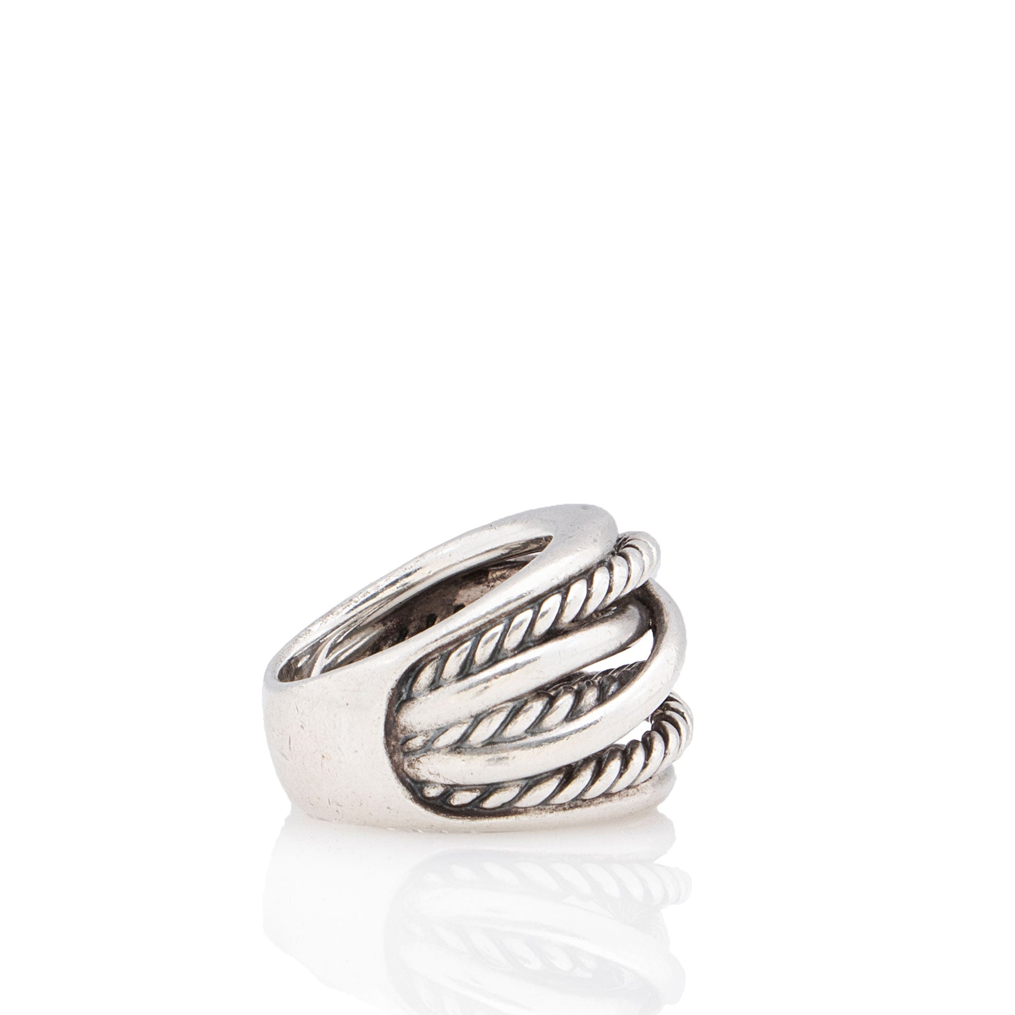 David Yurman Sterling Silver Crossover Wide Ring - Size 7