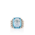 David Yurman Sterling Silver Diamond Blue Topaz 16mm Wheaton Ring - Size 6