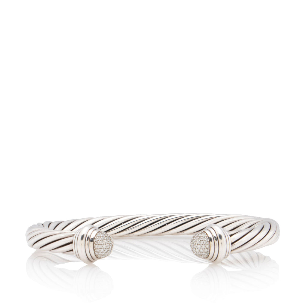 David Yurman Sterling Silver Diamond Cable Classics 7mm Cuff