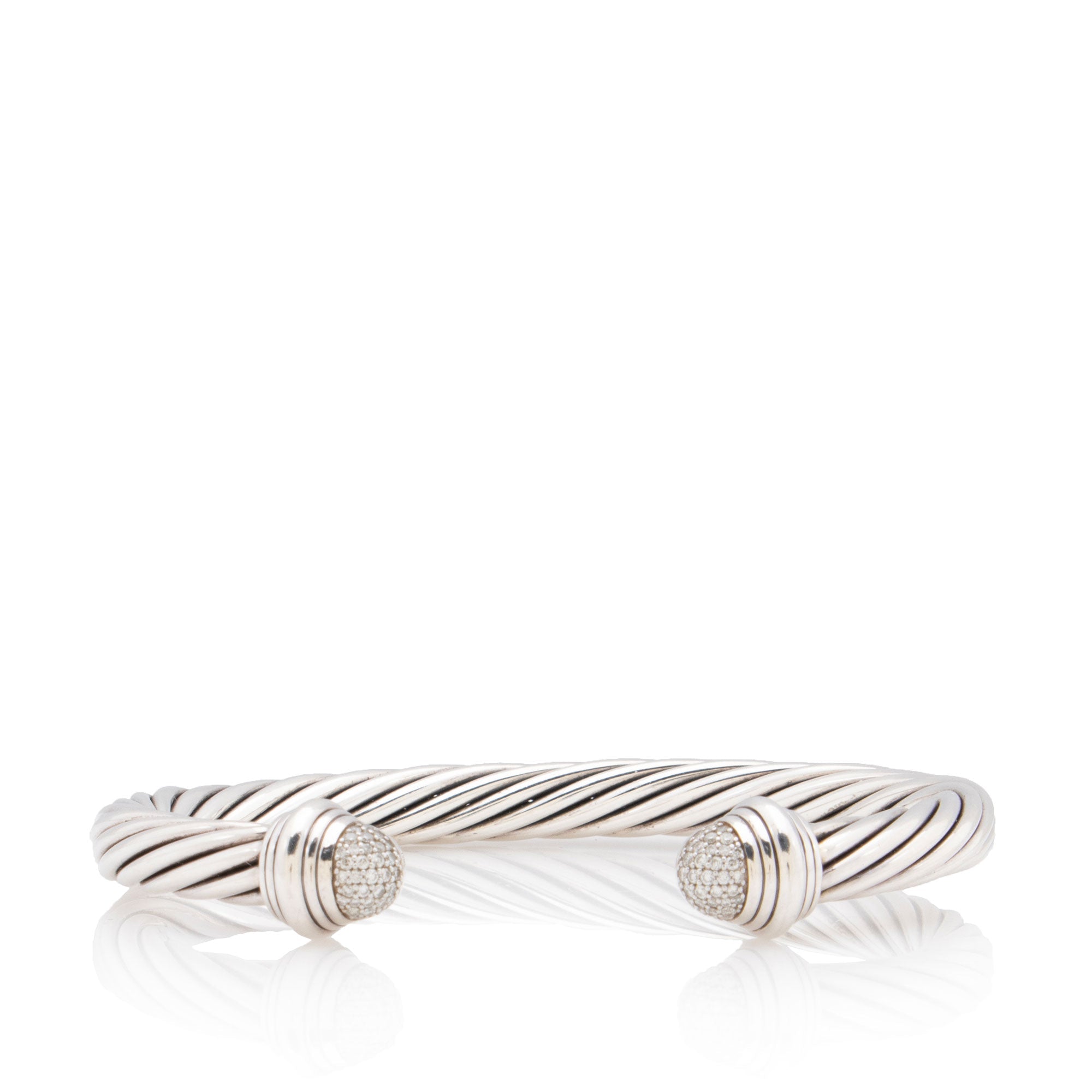 David Yurman Sterling Silver Diamond Cable Classics 7mm Cuff