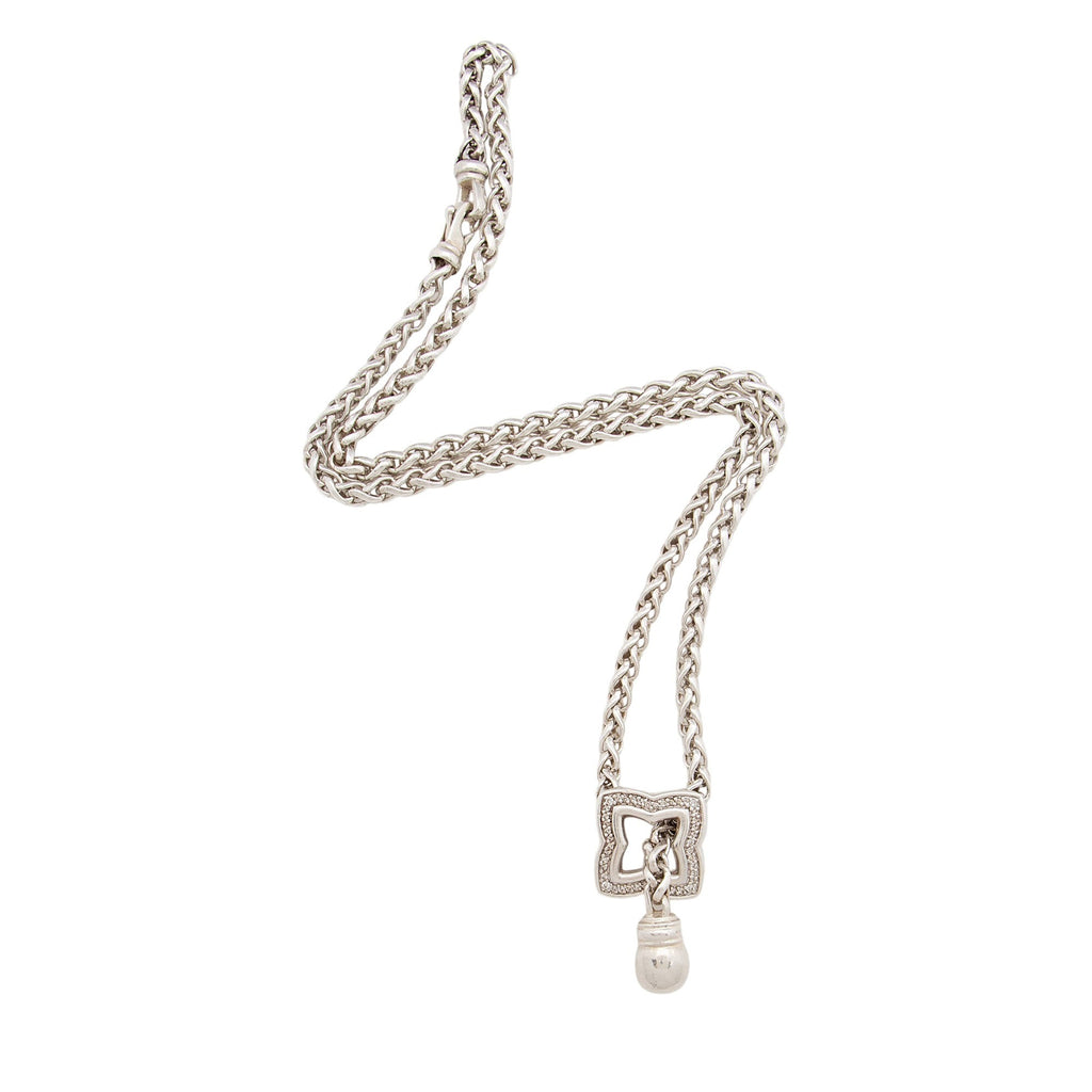 David Yurman Sterling Silver Diamond Quatrefoil Lariat Necklace