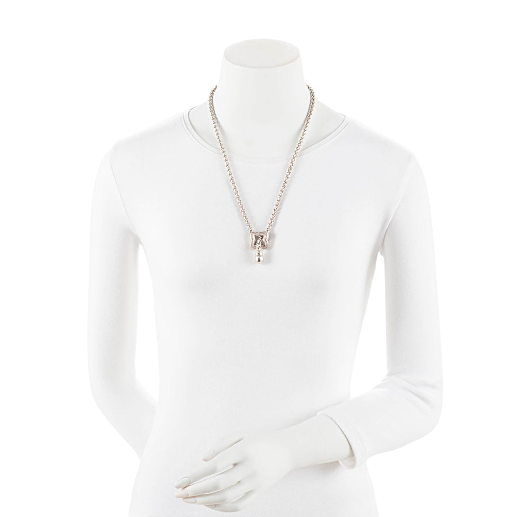 David Yurman Sterling Silver Diamond Quatrefoil Lariat Necklace