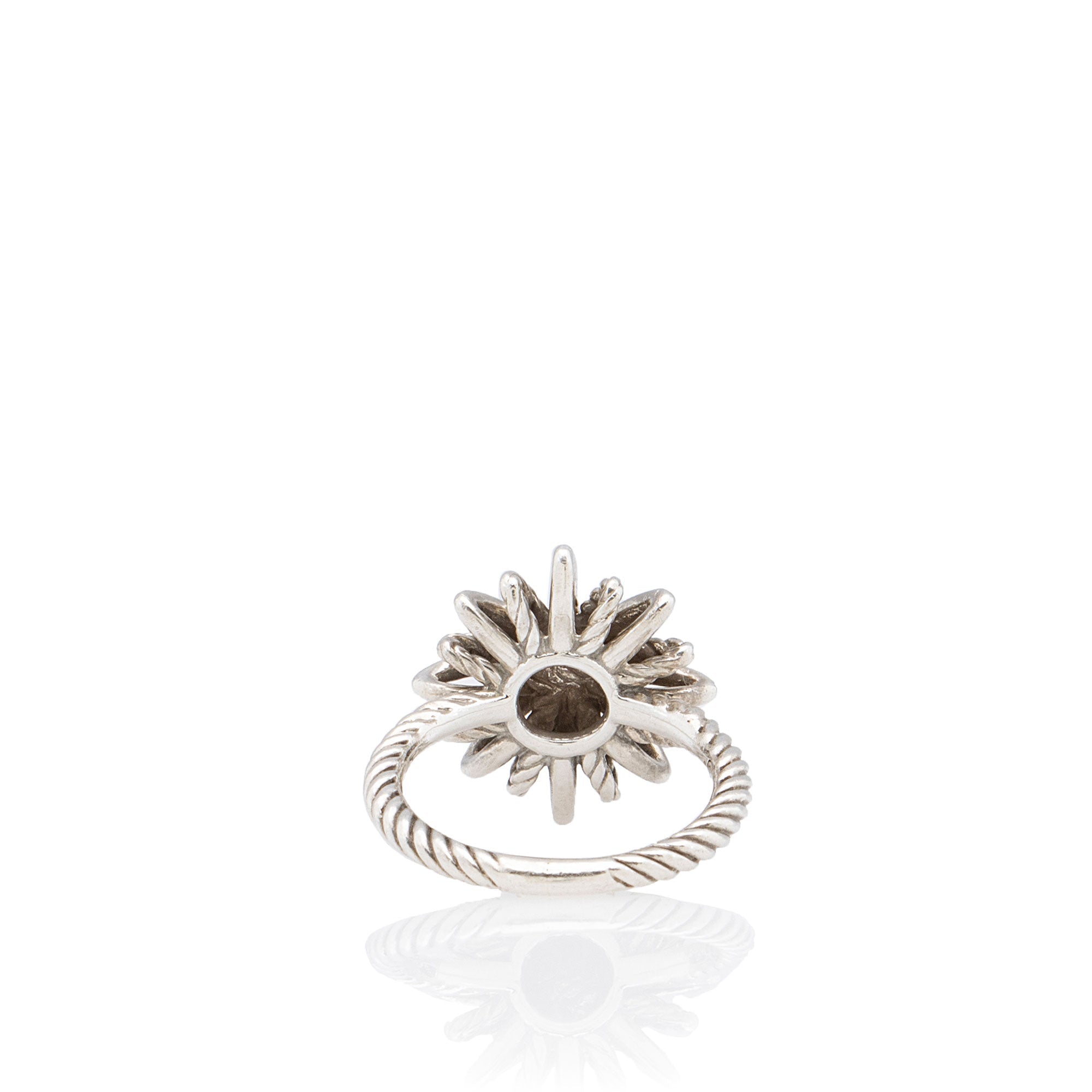 David Yurman Sterling Silver Diamond Starburst Ring - Size 6 1/4