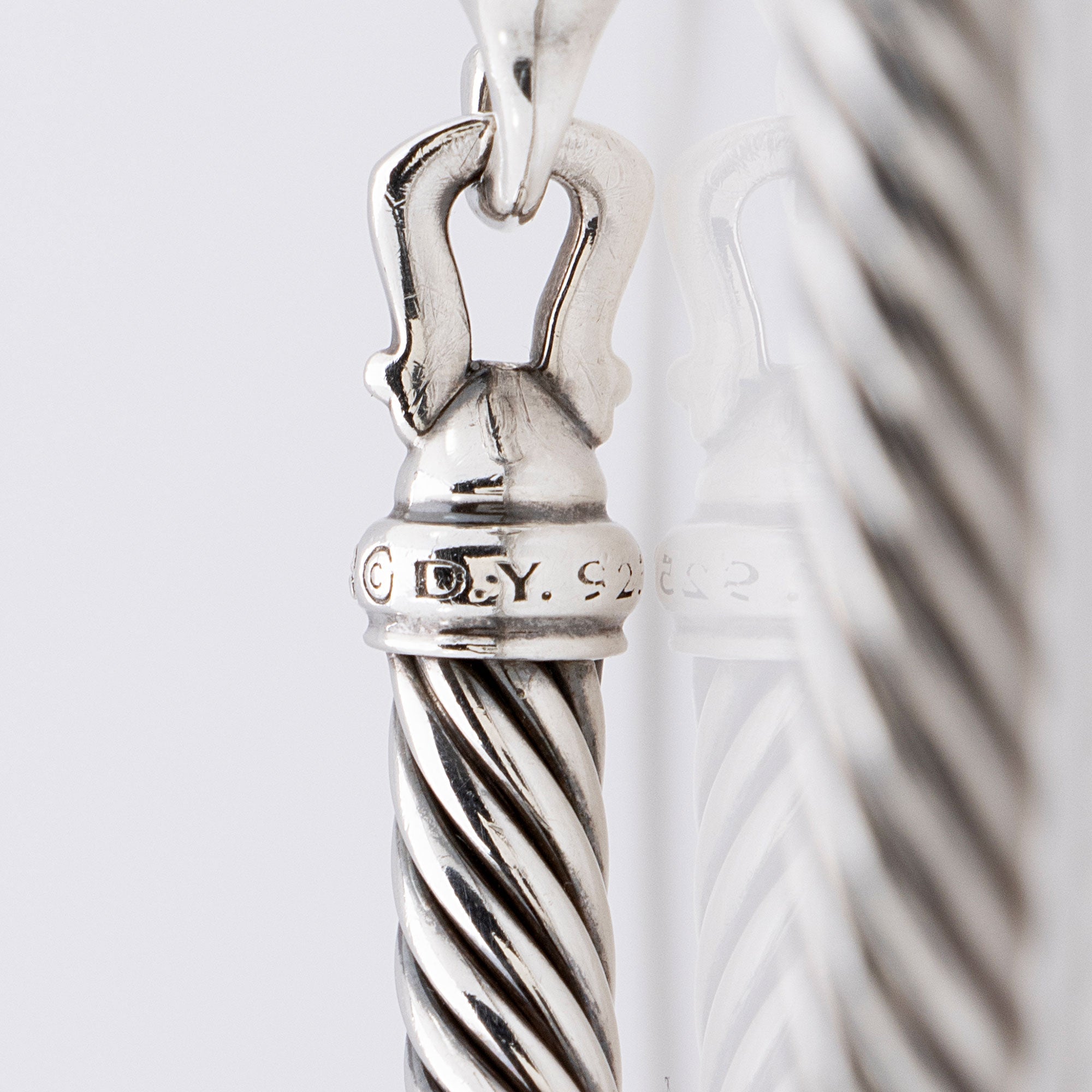 David Yurman Sterling Silver Pave Diamond Cable 5mm Buckle Bracelet