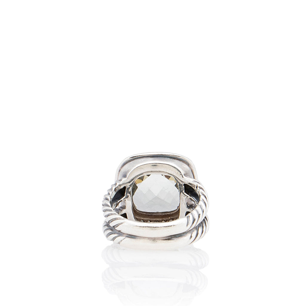 David Yurman Sterling Silver Prasiolite Diamond 11mm Albion Ring - Size 6