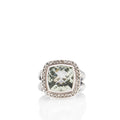 David Yurman Sterling Silver Prasiolite Diamond 11mm Albion Ring - Size 6