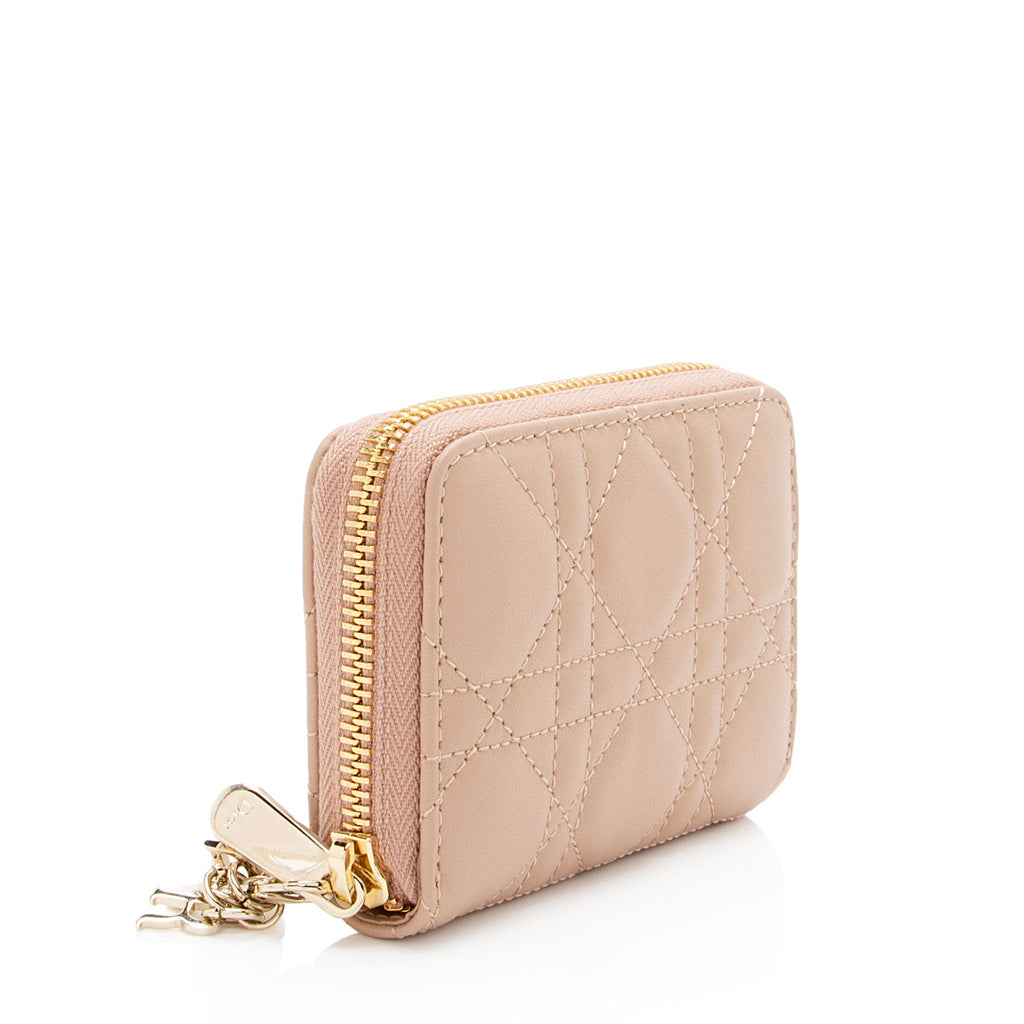 Dior Cannage Lambskin Lady Dior Voyageur Coin Purse
