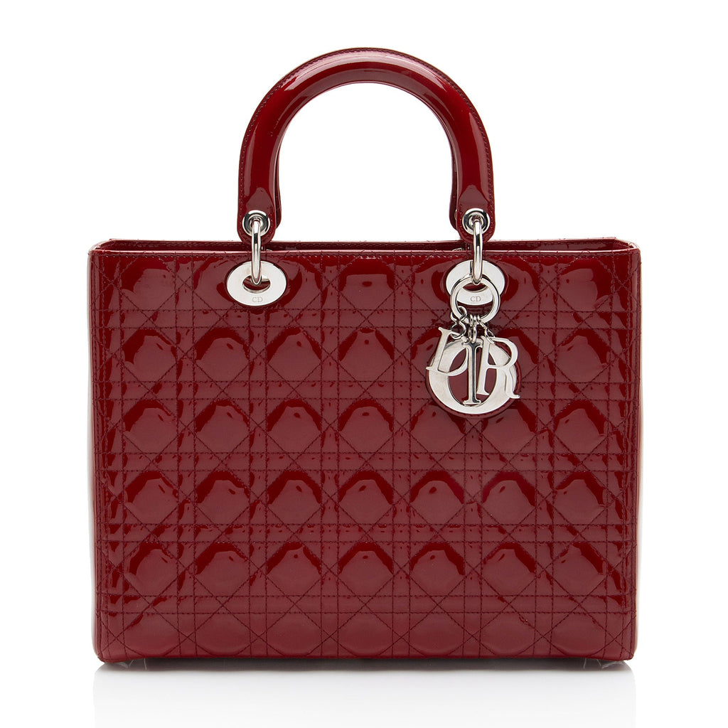 Dior Cannage Patent Leather Lady Dior Large Tote