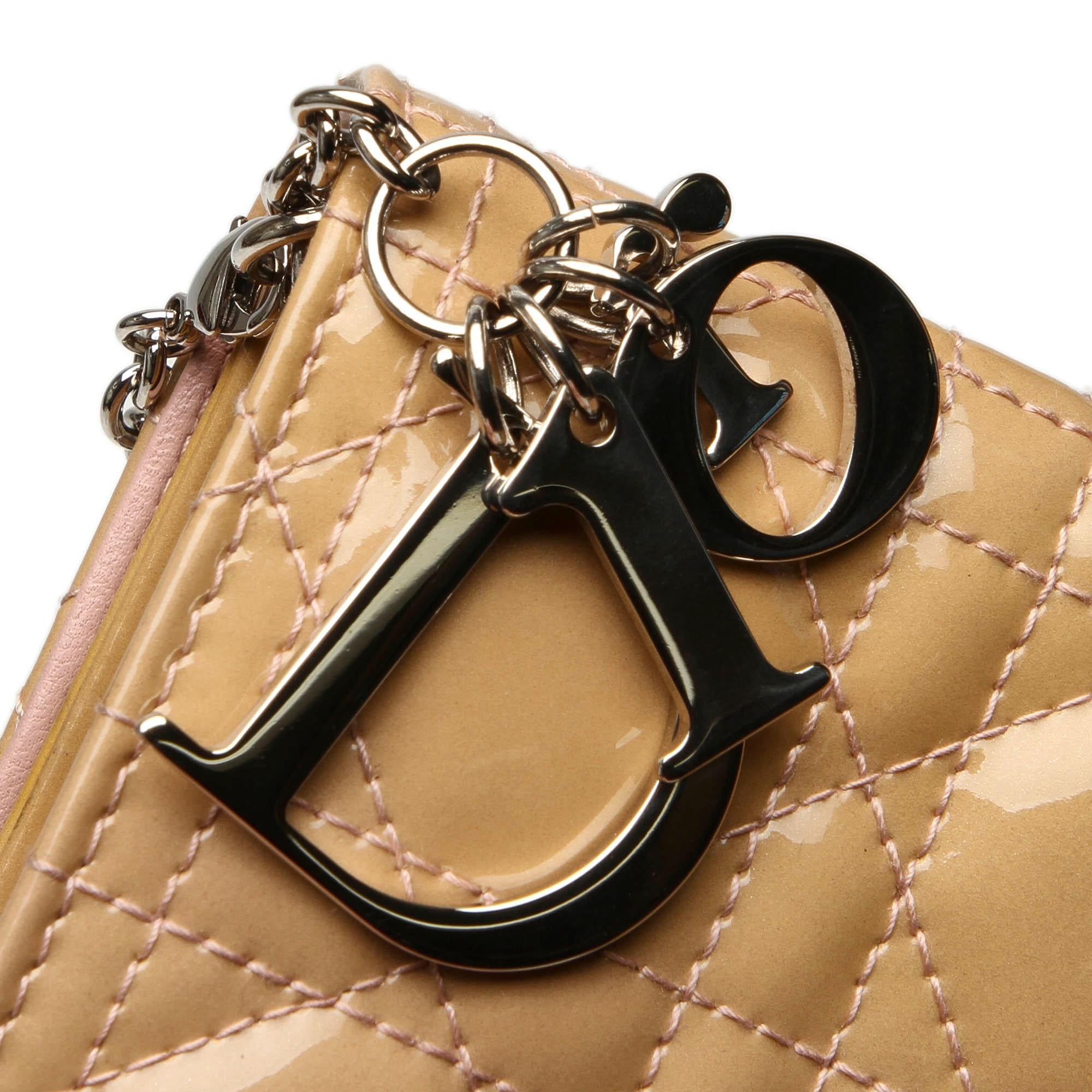 Dior Cannage Patent Leather Wallet on Chain (SHG-13774)