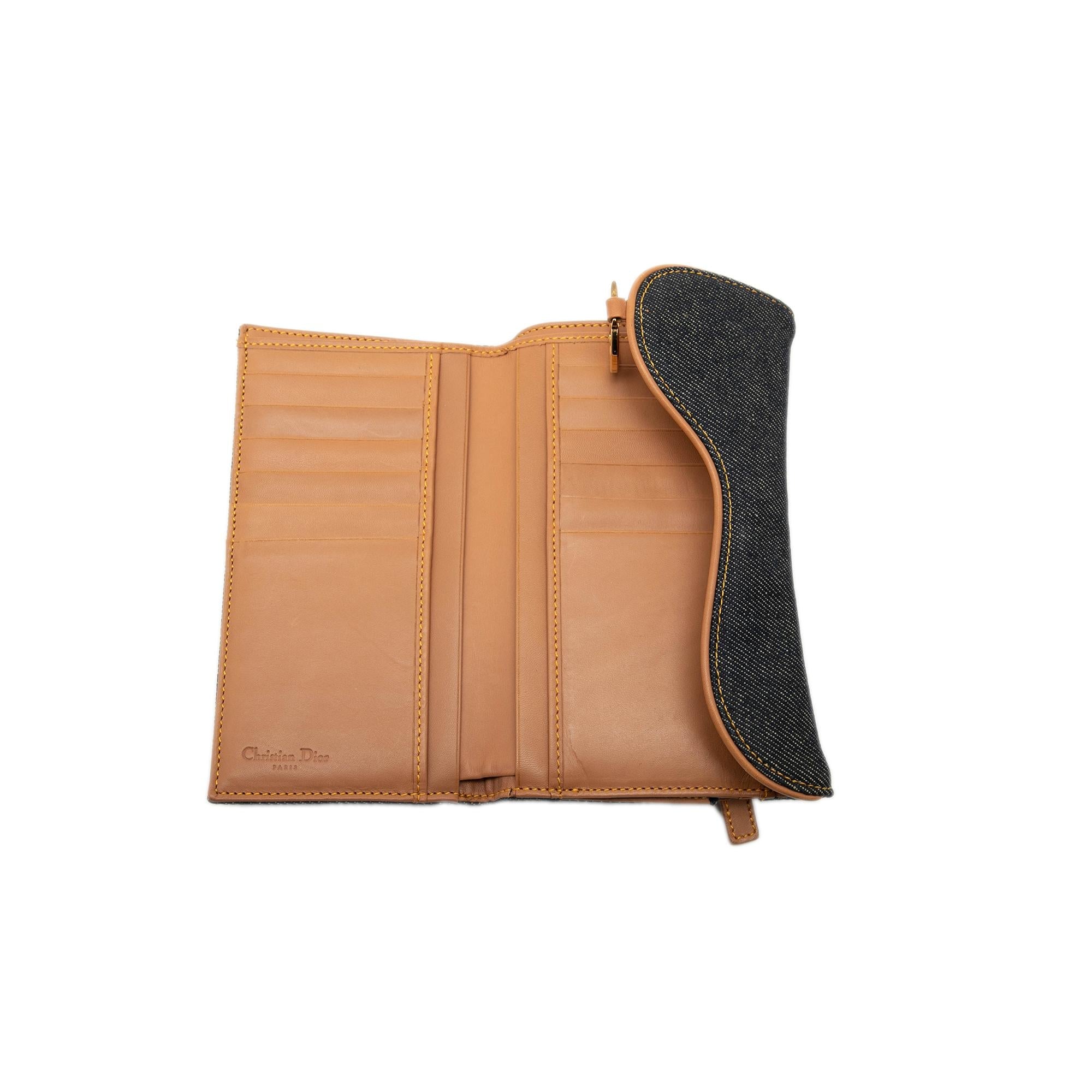 Dior Denim Saddle Trifold Continental Wallet