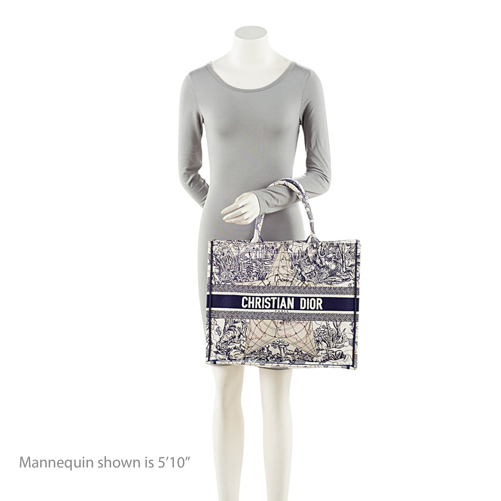Dior Embroidered Canvas Around the World Large Book Tote