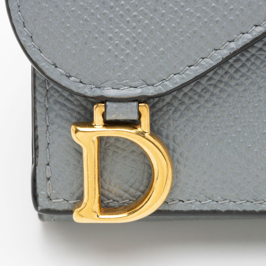 Dior Grained Leather Saddle Trifold Medium Wallet