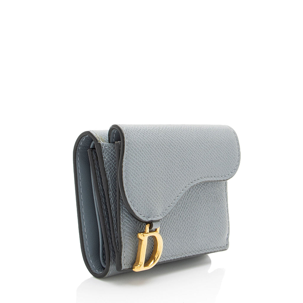 Dior Grained Leather Saddle Trifold Medium Wallet