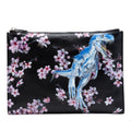 Dior Hajime Sorayama Calfskin Cherry Blossom Dinosaur Print Zip Pouch