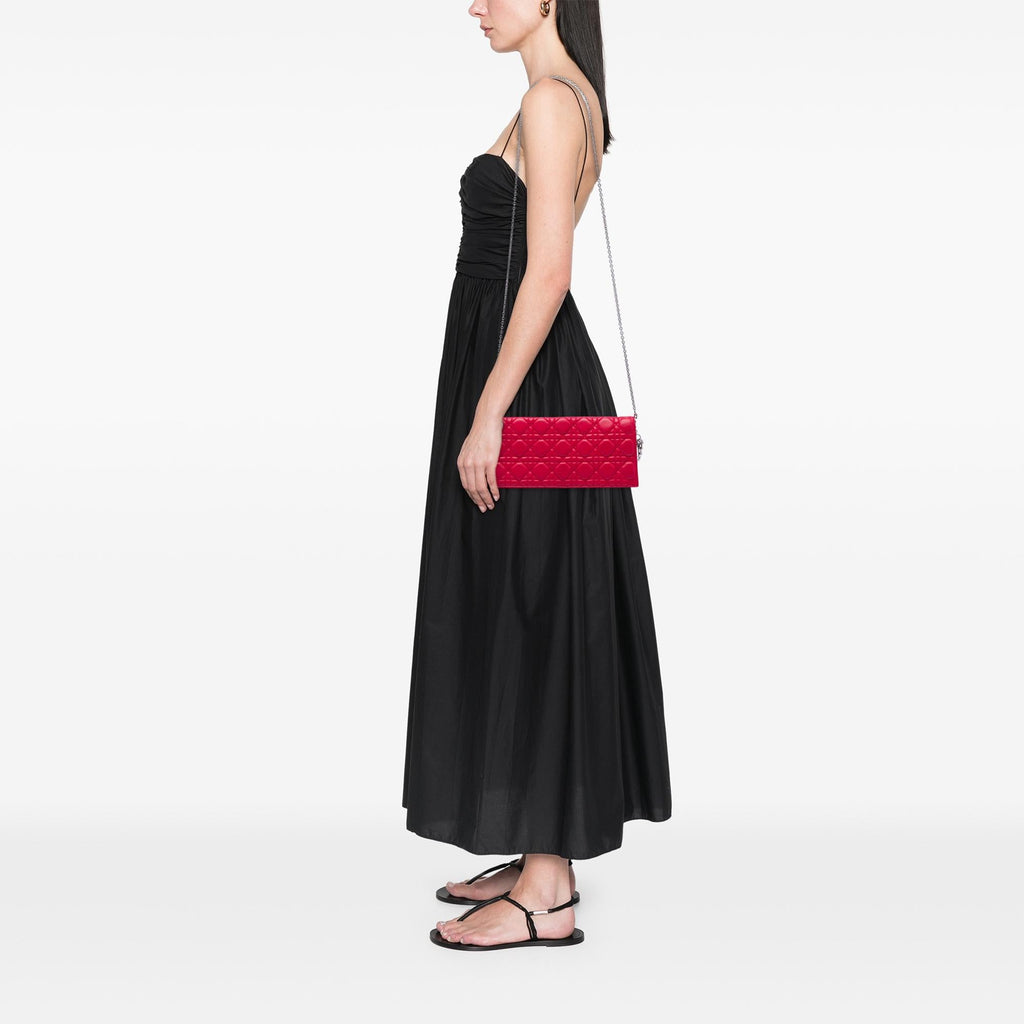 Dior Lambskin Cannage Lady Dior Chain Convertible Clutch