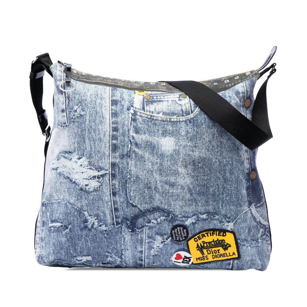 Dior Large Canvas Printed Denim Miss Diorella Messenger Bag