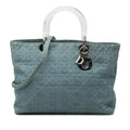 Dior Large Denim Cannage Acrylic Handles Lady Dior