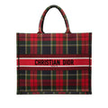 Dior Large Embroidered Canvas Tartan Check Book Tote