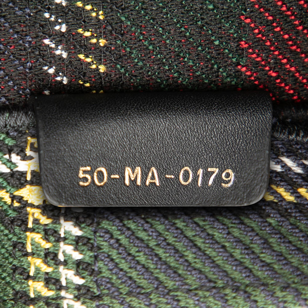 Dior Large Embroidered Canvas Tartan Check Book Tote