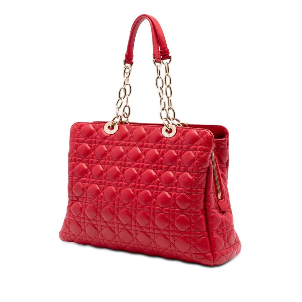 Dior Large Lambskin Cannage Soft Zipped Lady Dior Shopping Tote