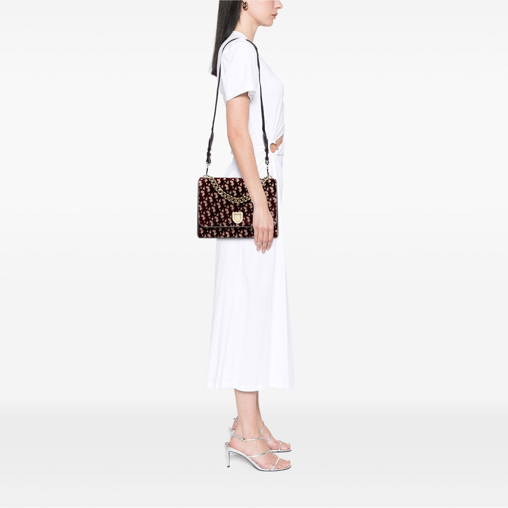 Dior Large Oblique Canvas and Velvet Diorama Flap