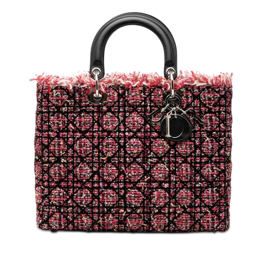 Dior Large Tweed Cannage Fringe Lady Dior
