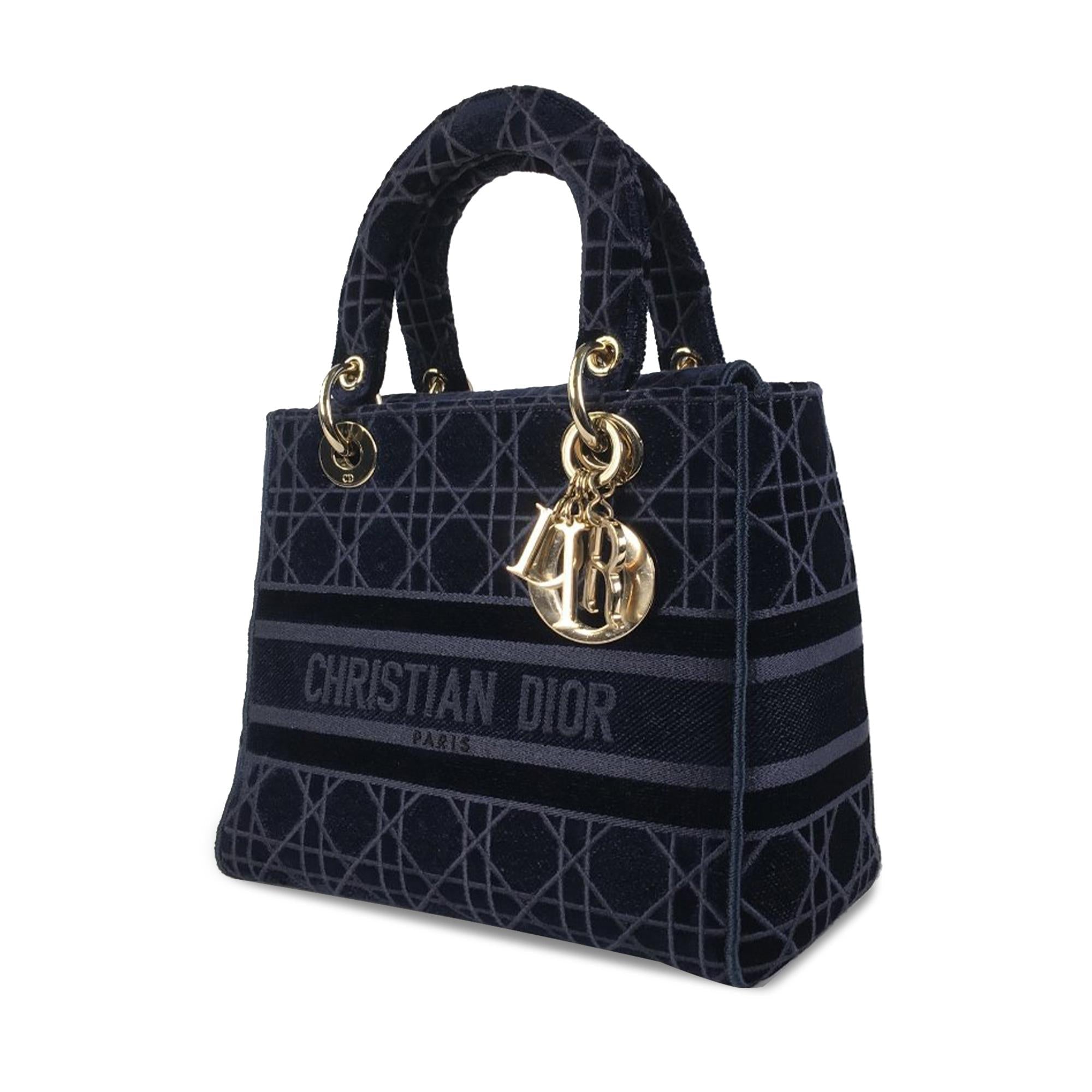 Dior Medium Cannage Velvet Lady D-Lite (SHG-2WUGyr)