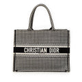 Dior Medium Canvas Houndstooth Embroidered Book Tote