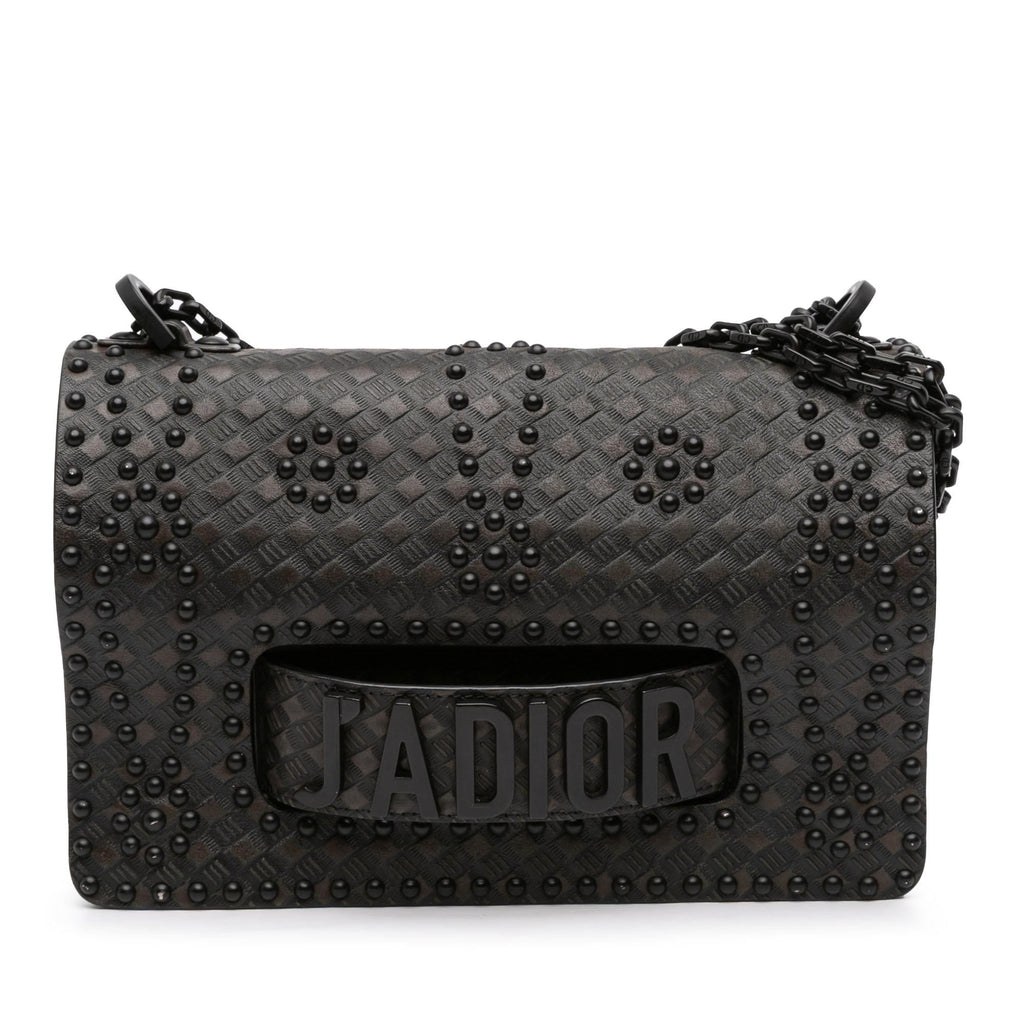 Dior Medium Embossed Calfskin Studded JAdior Chain Flap