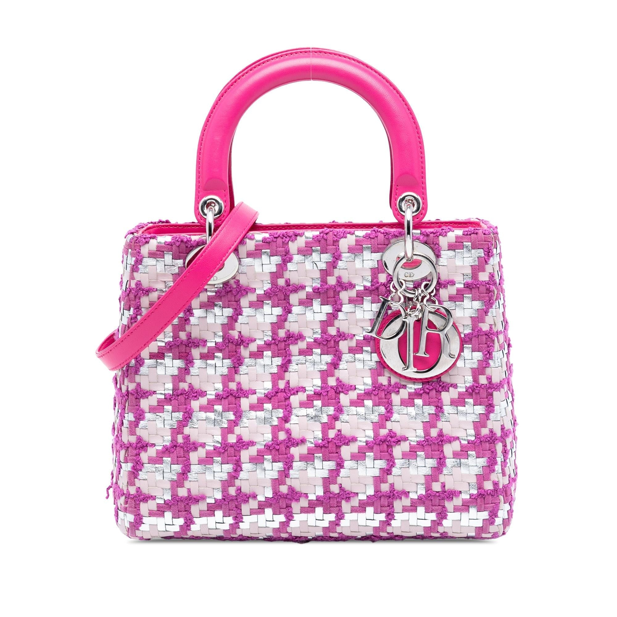 Dior Medium Lambskin And Tweed Lady Dior