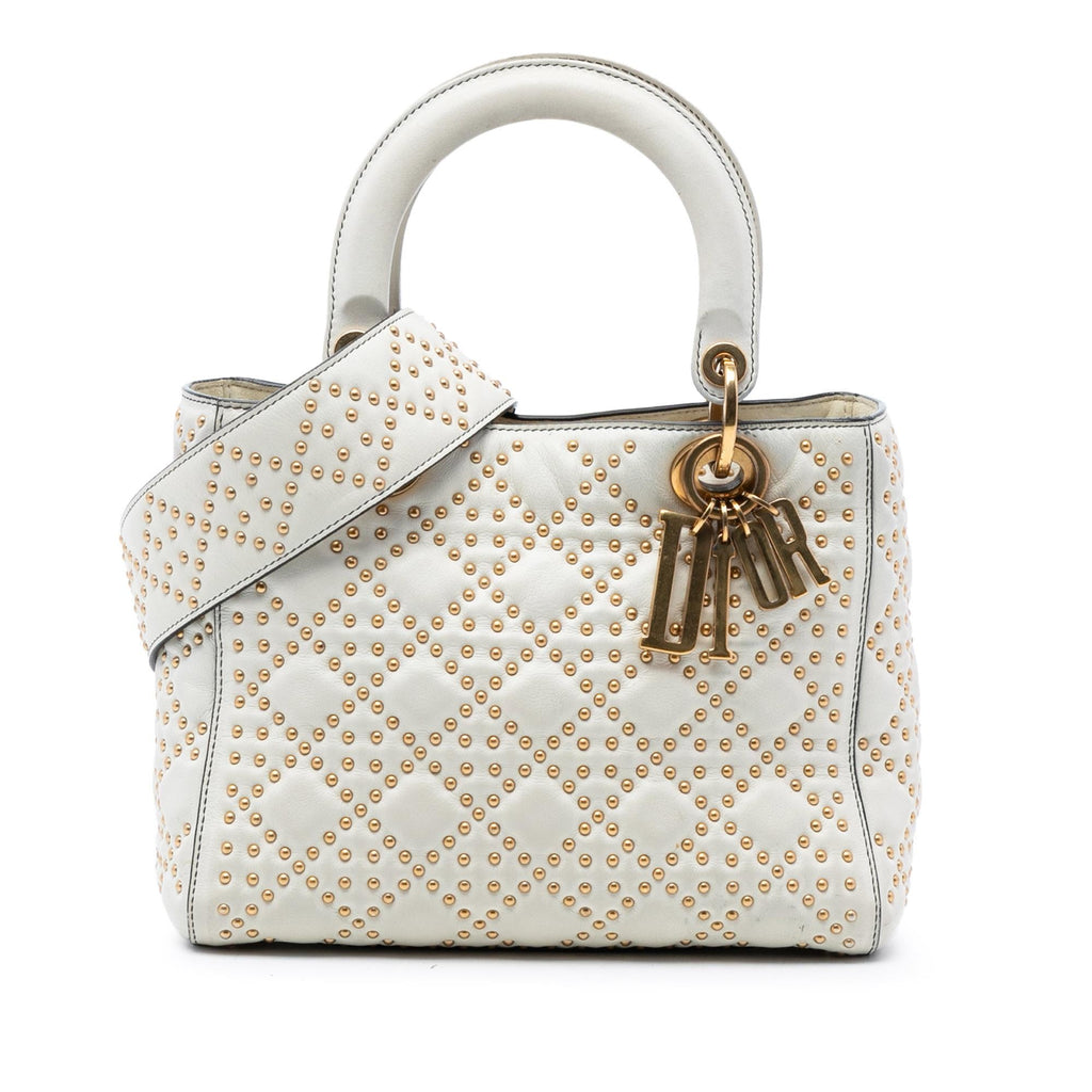 Dior Medium Lambskin Cannage Studded Supple Lady Dior