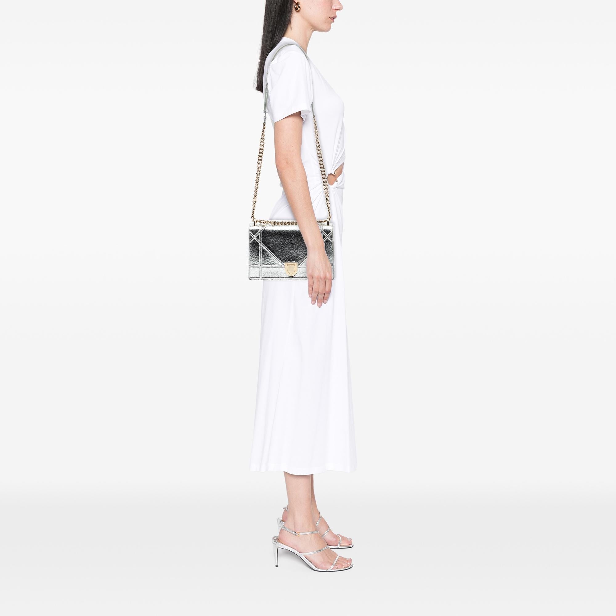 Dior Medium Metallic Crackled Deerskin Diorama Flap