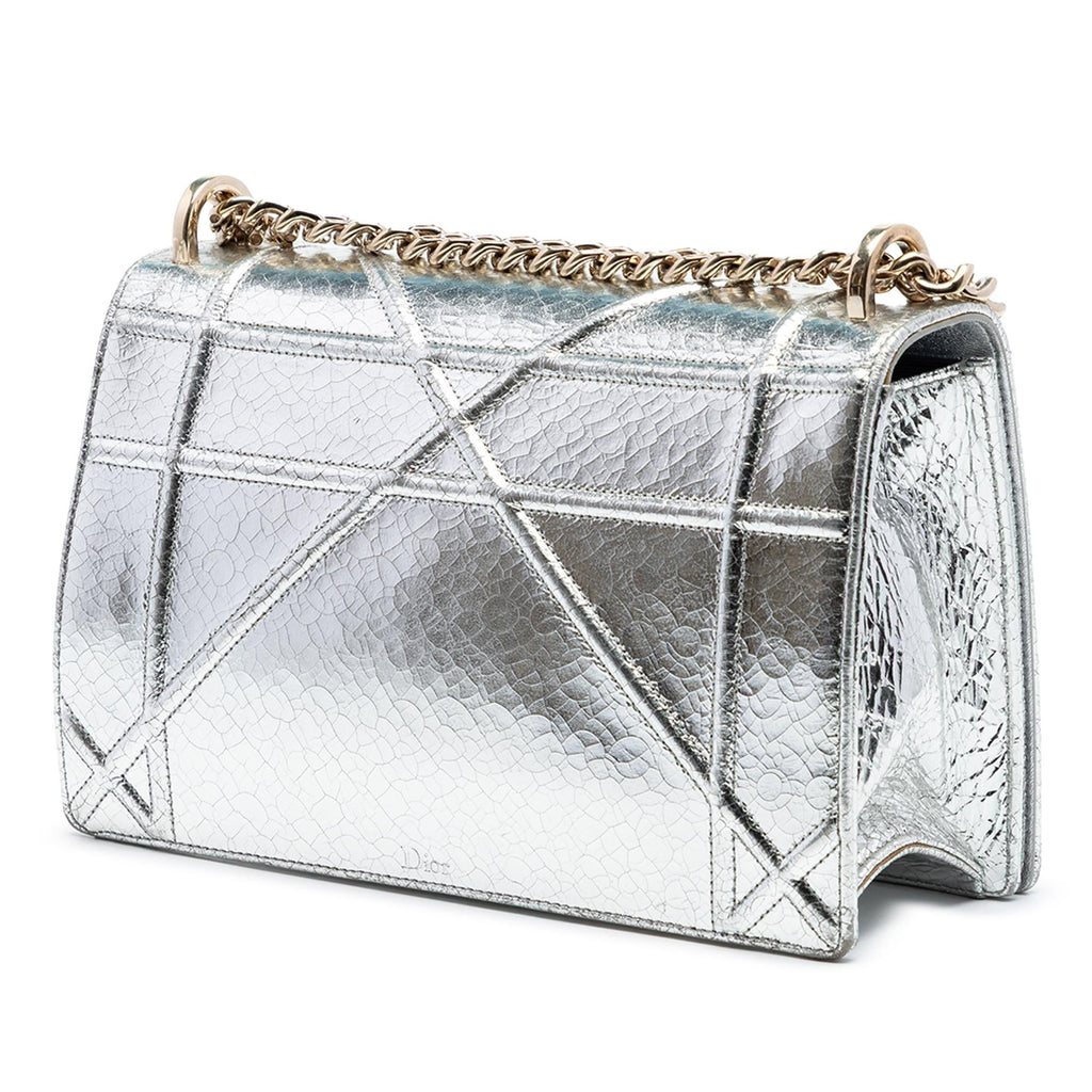 Dior Medium Metallic Crackled Deerskin Diorama Flap