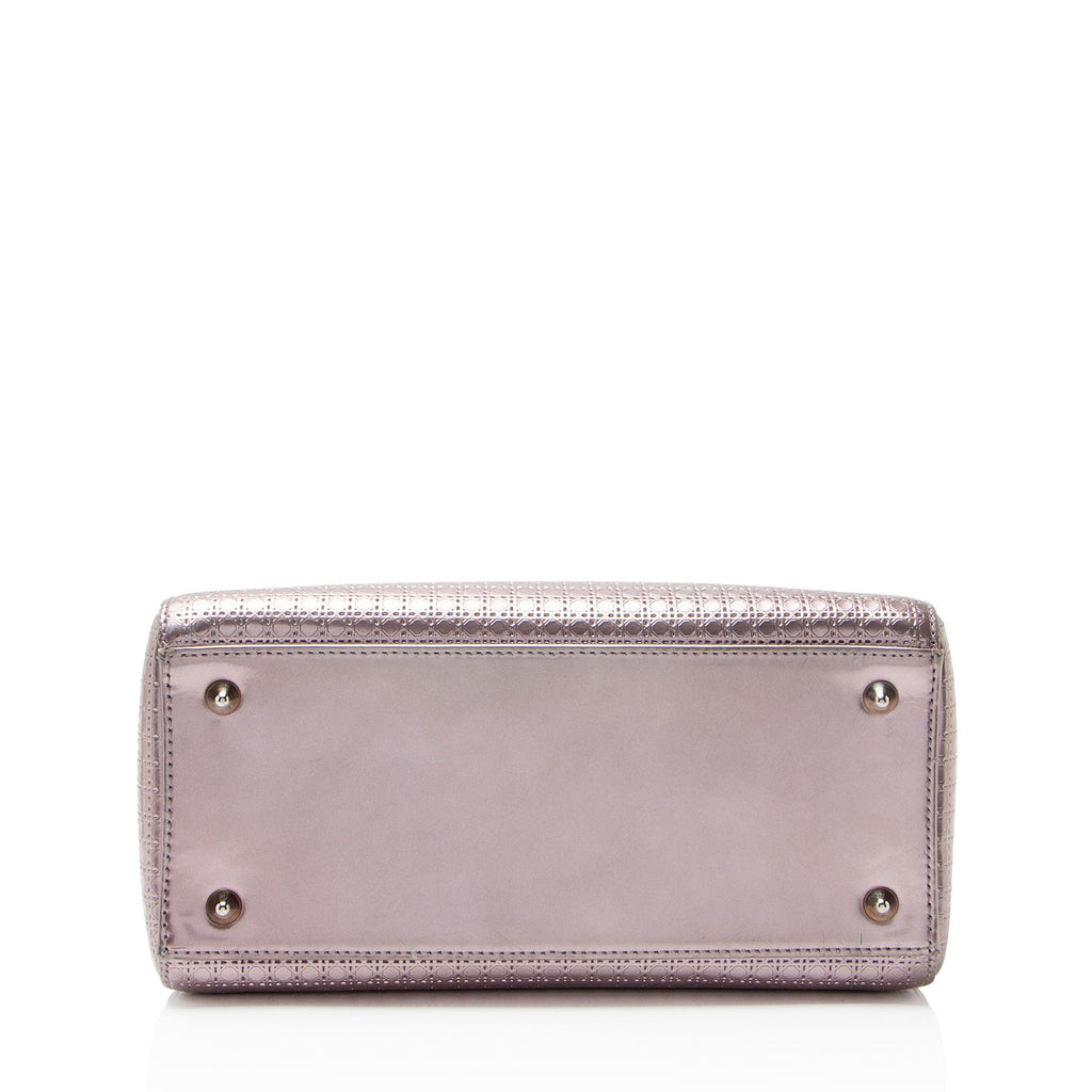 Dior Micro Cannage Metallic Calfskin Lady Dior Medium Tote