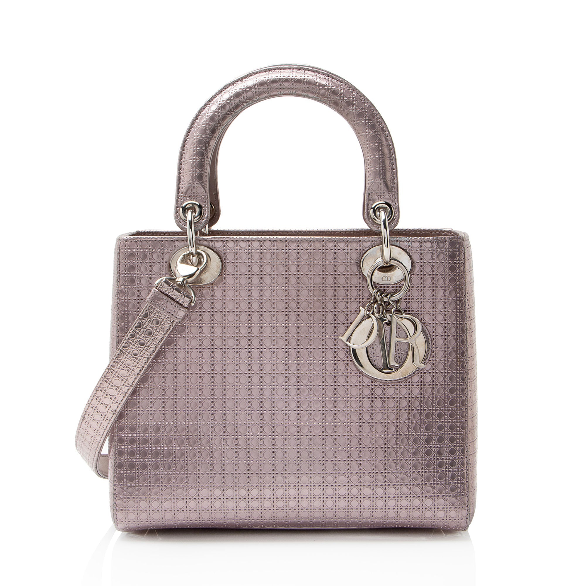 Dior Micro Cannage Metallic Calfskin Lady Dior Medium Tote
