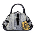 Dior Mini Canvas Denim Print Speedway Double Saddle Bowler Bag