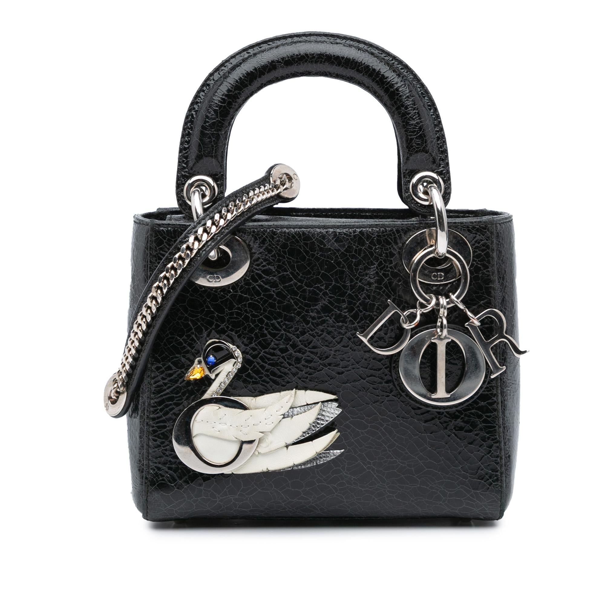Dior Mini Ceramic Effect Deerskin Jeweled Swan Lady Dior