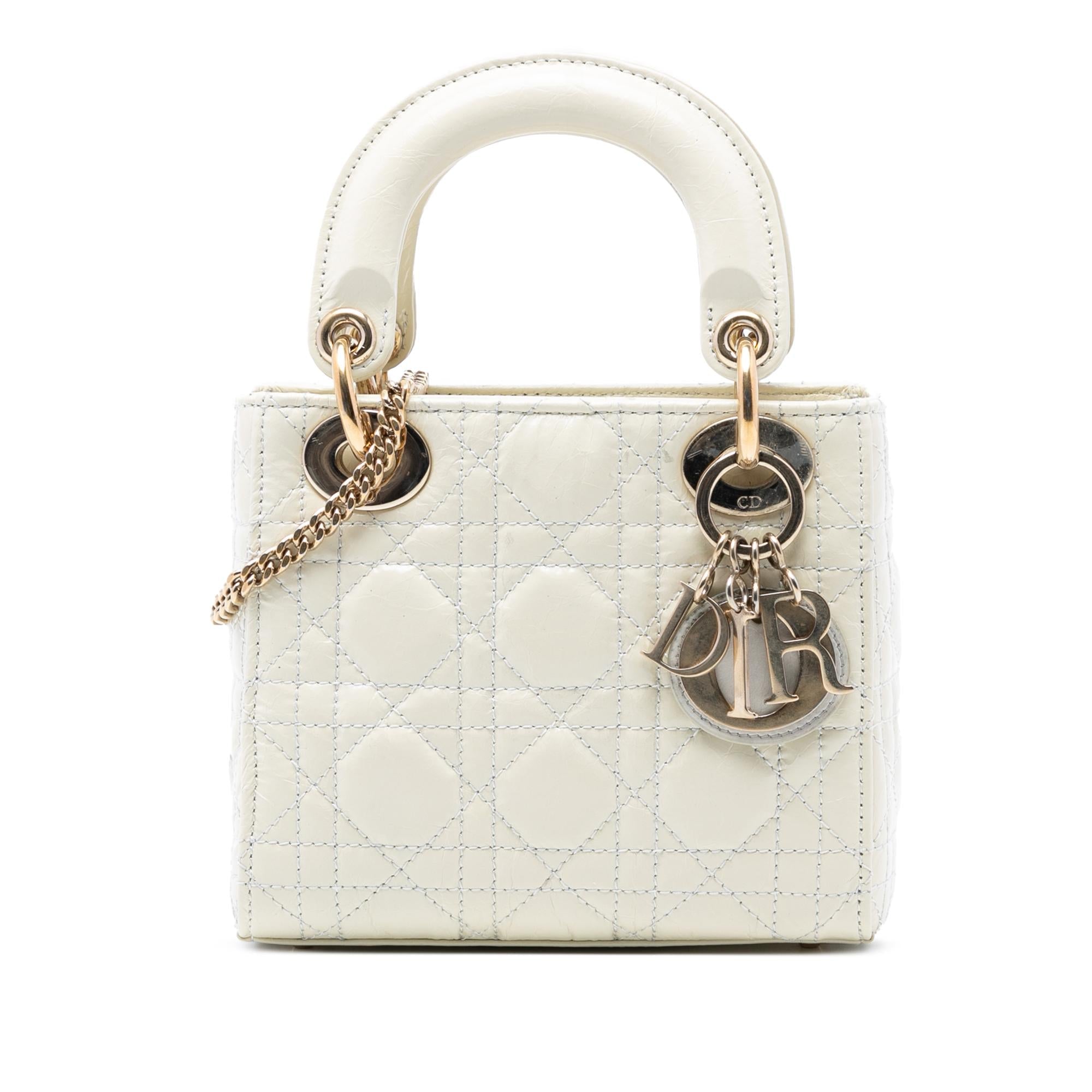 Dior Mini Crinkled Calfskin Cannage Lady Dior