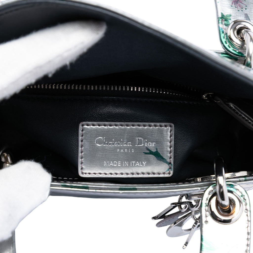 Dior Mini Metallic Lambskin Floral Printed Lady Dior