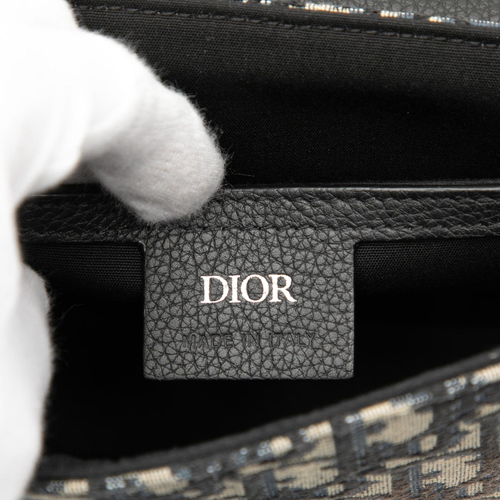 Dior Mini Oblique Canvas Saddle Buckle Messenger Bag