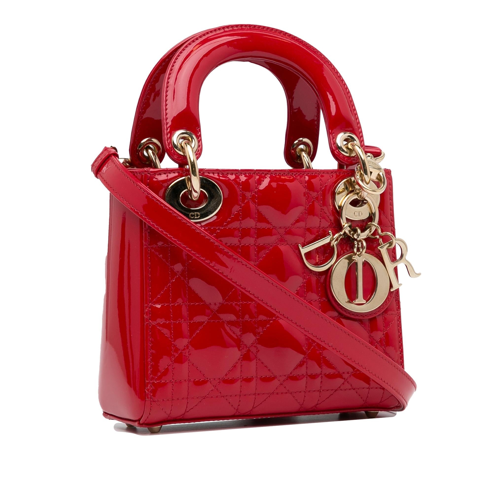 Dior Mini Patent Cannage Lady Dior (SHG-P63Gtn)