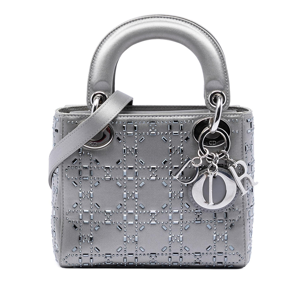 Dior Mini Satin Cannage Strass Crystal Embellished Lady Dior