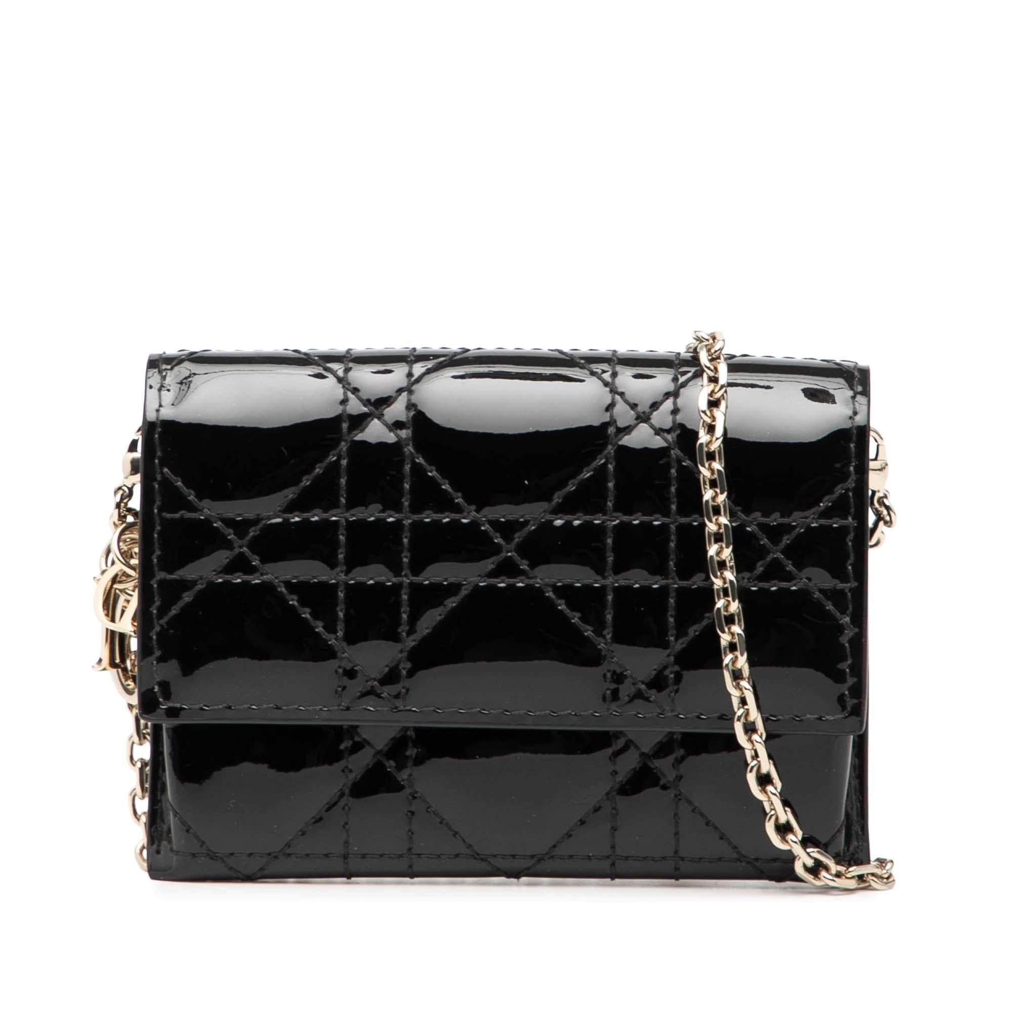 Dior Nano Patent Cannage Lady Dior Chain Convertible Belt Pouch